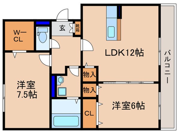 レ－クタウンＢ棟の物件間取画像